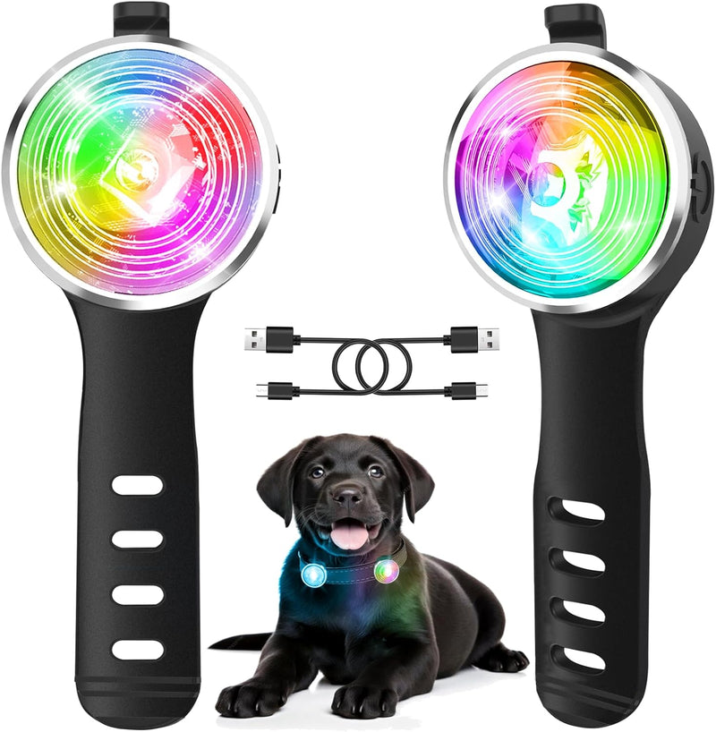 Tubasion 2-Pack Dog Lights for Night Walking, Upgraded 8 Modes Rechargeable Dog Collar Lights for Nighttime Clip On, IPX