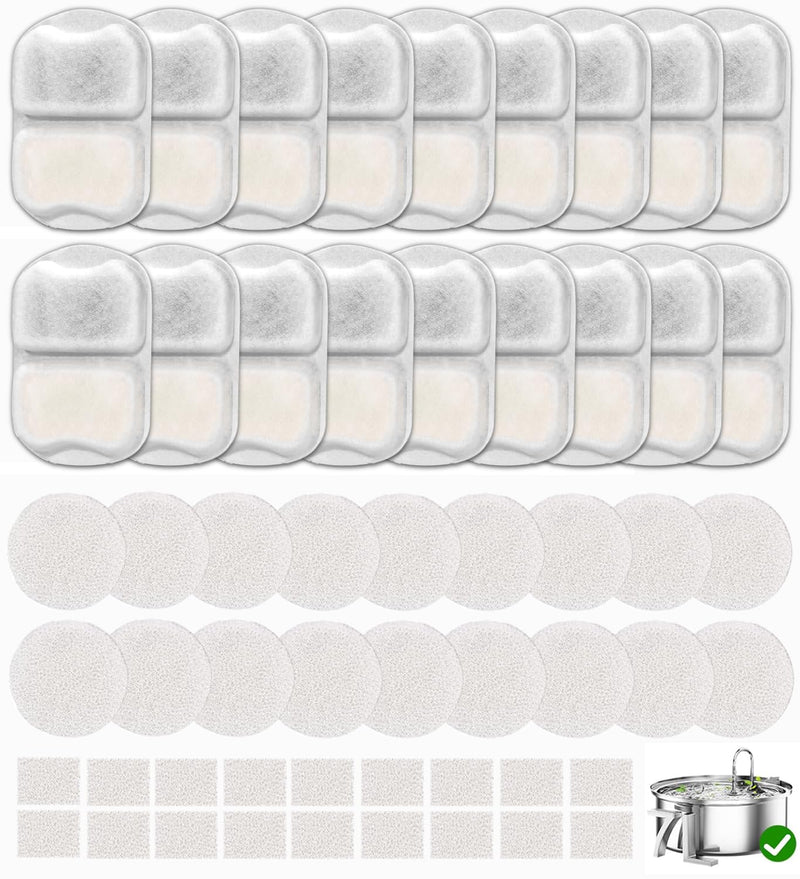 18 Sets Pet Water Fountain Filter Replacement Compatible with Oneisall PWF-002 7L/230oz Dog Water Fountain, Dog Water Bowl Filters with Pre-Filters and Pump Sponges