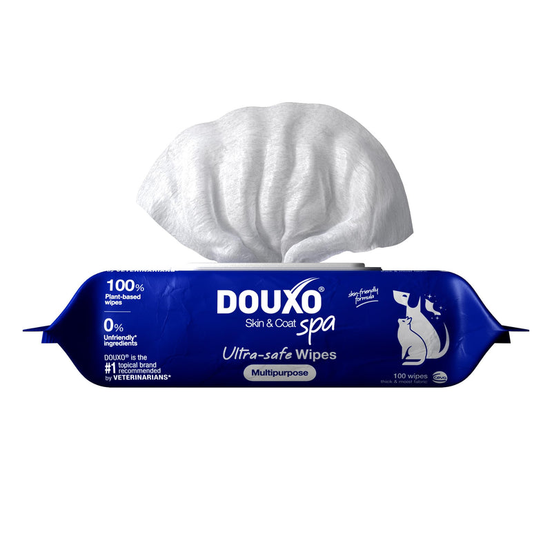 DOUXO SPA Dog Wipes for Paws, Butts, Tear Stains and General Cleaning, 100 Wipes, Multi-Purpose for Coat and Paws, Leaves the Coat and Skin Refreshed, Skin-Friendly Formula, Can Also be Used for Cats