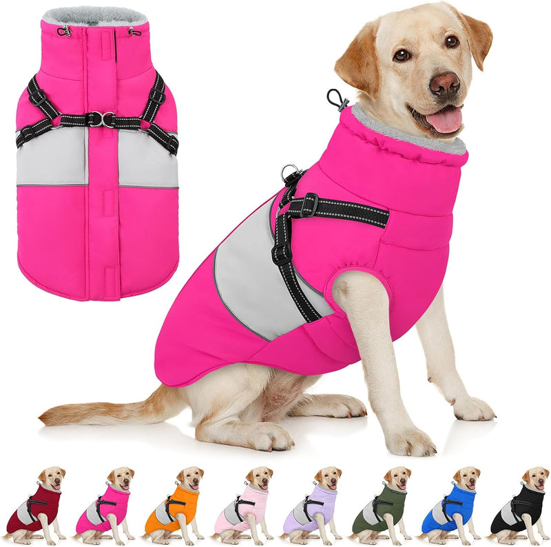 AOFITEE Dog Coat Large Dog Winter Coat Waterproof Dogs Jacket with Harness