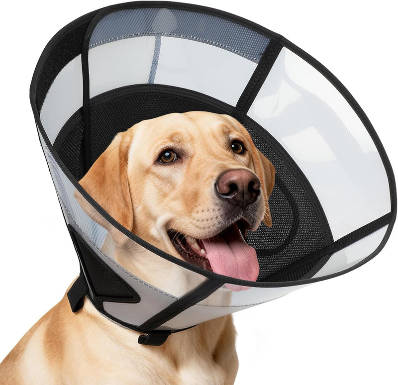 Soft Dog Cone Collar for Large Dogs, Mesh Windows Transparent E Collar for Dog, Anti-Bite Lick Wound Healing After Surge