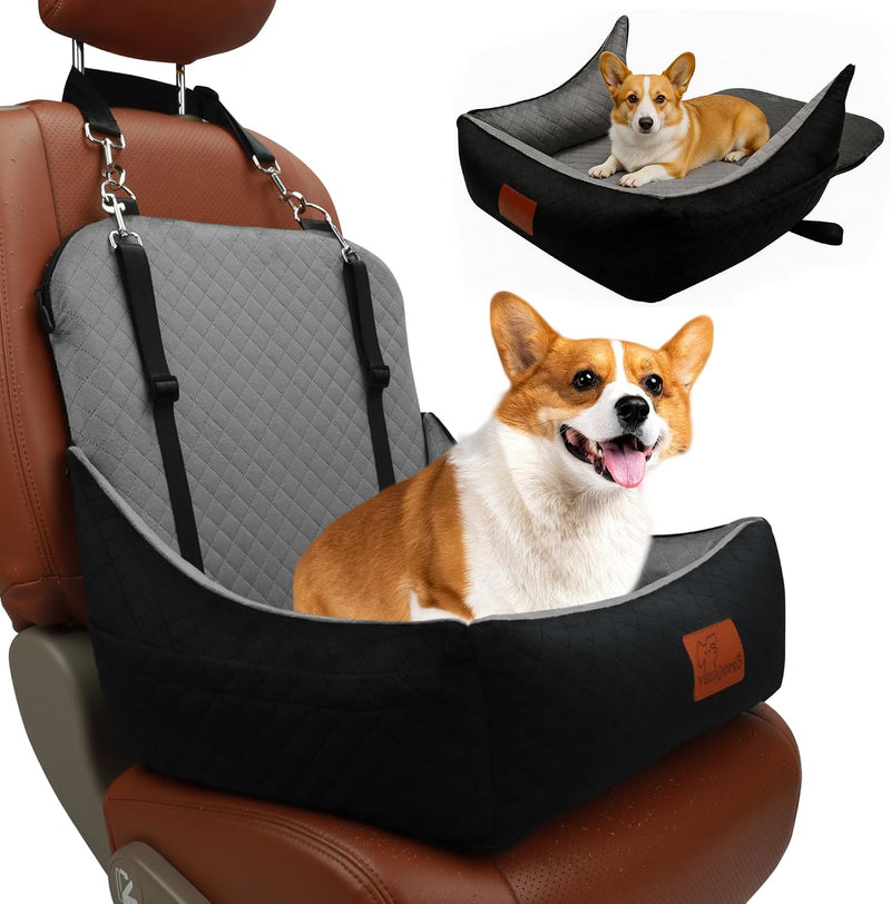 Small Dog Car Seat & Travel Bed:Keep Your Pup Safe,Comfortable and Secure on Every Journey.Features 2 Safety Harnesses,R