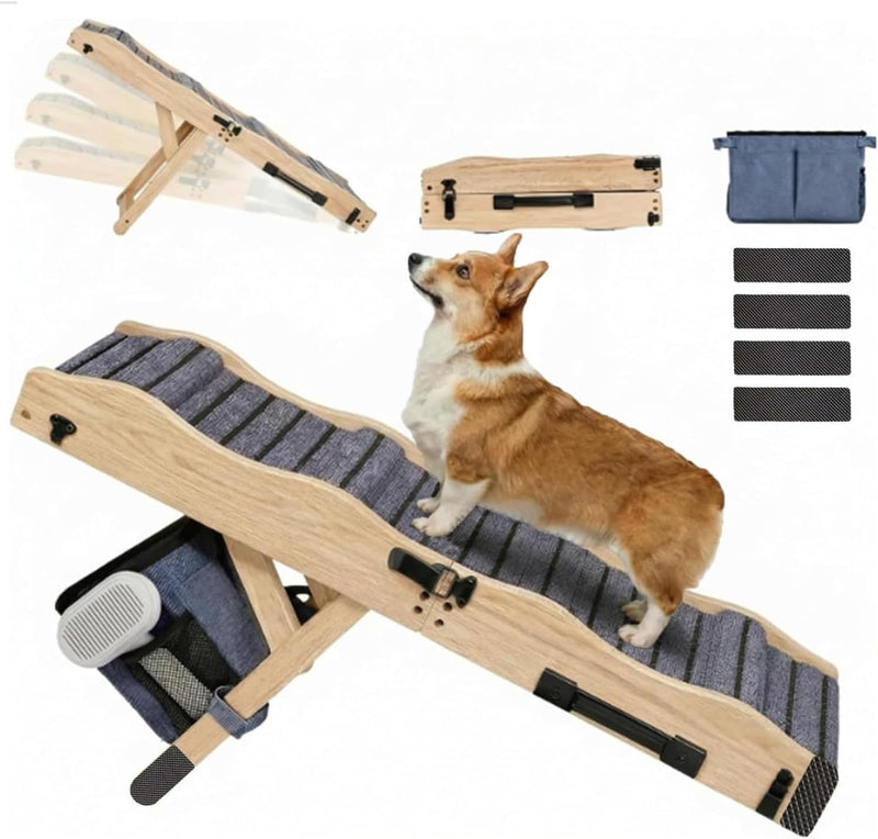 2026 Upgraded Small Dog Ramp for Couch Foldable, 5 Ajustable Height | Height from 9.8