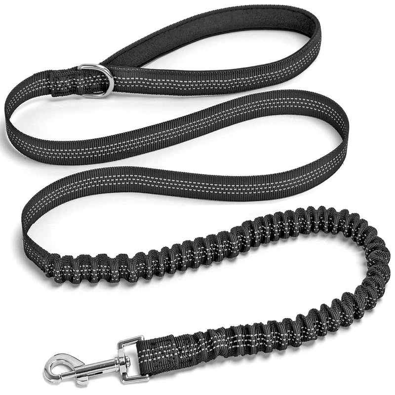 Mycicy Bungee Dog Leash- 5FT Shock Absorbing & Reflective Nylon Leash| Anti-Pull Training for Small/Medium Dogs | 2cm Wide, 6 Colors (Black)