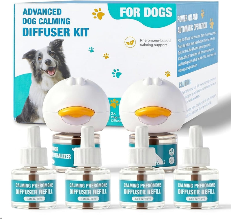 2026 Upgraded Dog Calming Diffuser Refills Kit with 2 Diffusers & 4 Refills, Dog Pheromones Calming Diffuser for Anxiety