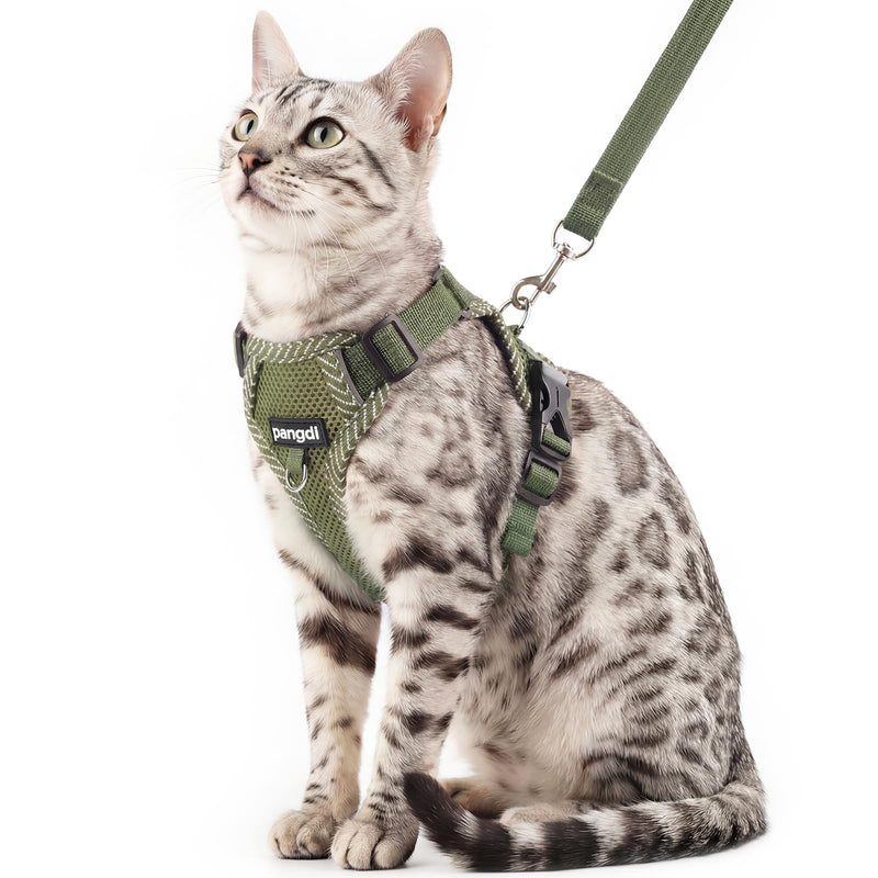 pangdi Cat Harness and Leash Escape Proof Extra Large Kitten Harness Maine Coon Cat Vest for Walking Travel, Dark Green, XL
