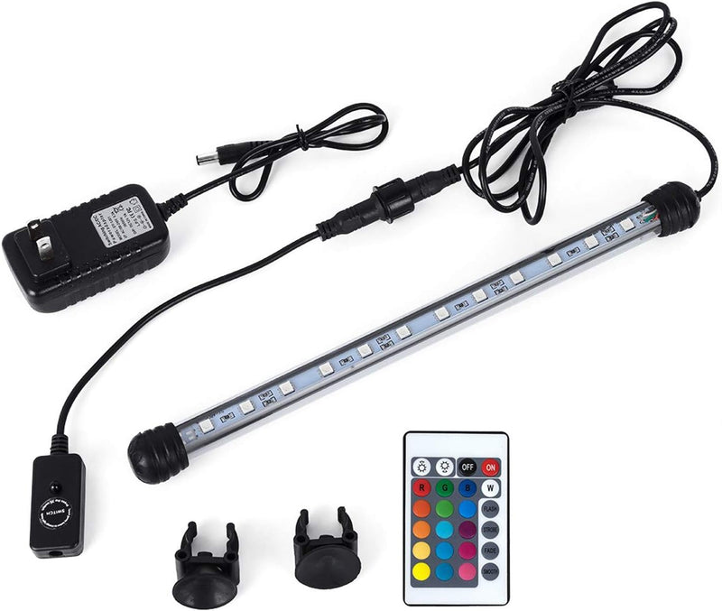 MQ 8 in Submersible LED Aquarium Light, 1.2W Color Changing Fish Tank Light with Remote Control, IP68 Crystal Glass 9 LE