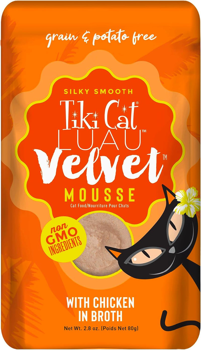 Tiki Cat Luau Velvet Mousse Wet Cat Food, Chicken, 2.8oz Pouch, 12ct