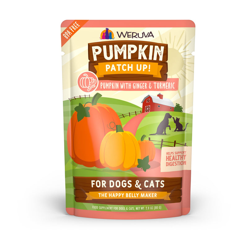 Weruva Pumpkin Patch Up!, Pumpkin with Ginger & Turmeric for Dogs & Cats, 2.8oz Pouch (Pack of 12)