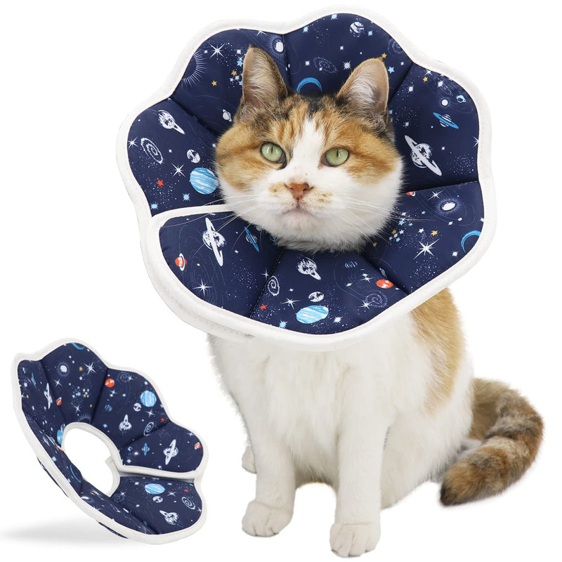 QIYADIN Soft Cat Cone, Adjustable Recovery Collar After Surgery to Prevent Licking Wound, Protective Cat Neck Cone, Comfortable Pet Elizabethan Collar for Cats Kittens and Puppies (M)