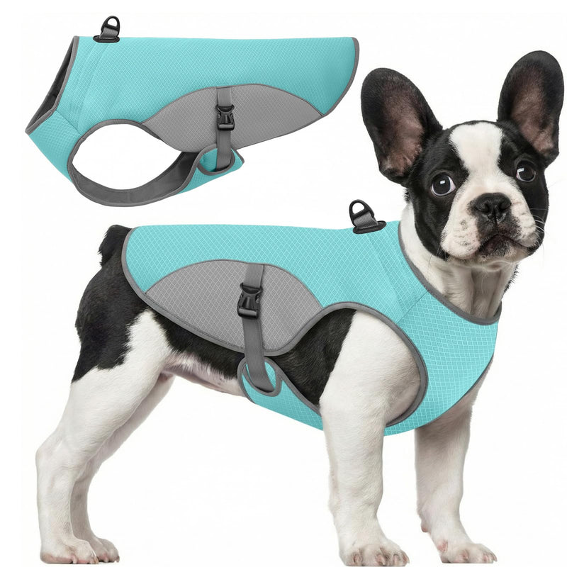 Preferhouse Dog Cooling Jacket for Large Dogs, Pet Cooling Vest with Mesh and D Ring, Dog Reflective Stripe Cooler Jacket for Beach, Hiking, Walking, Blue-L