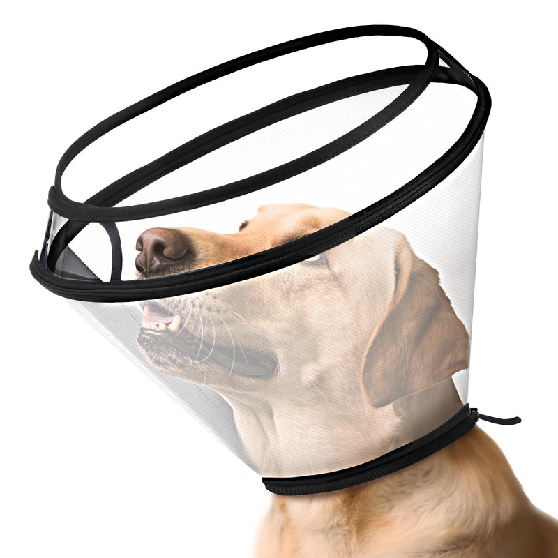 BONTHEE Dog Cone Collar for Surgery Recovery,Adjustable Transparent Pet Recovery Collar for Large Medium Small Dogs & Cats, Protective Elizabethan E-Collar for Wound Healing, Anti-Lick & Bite-XL