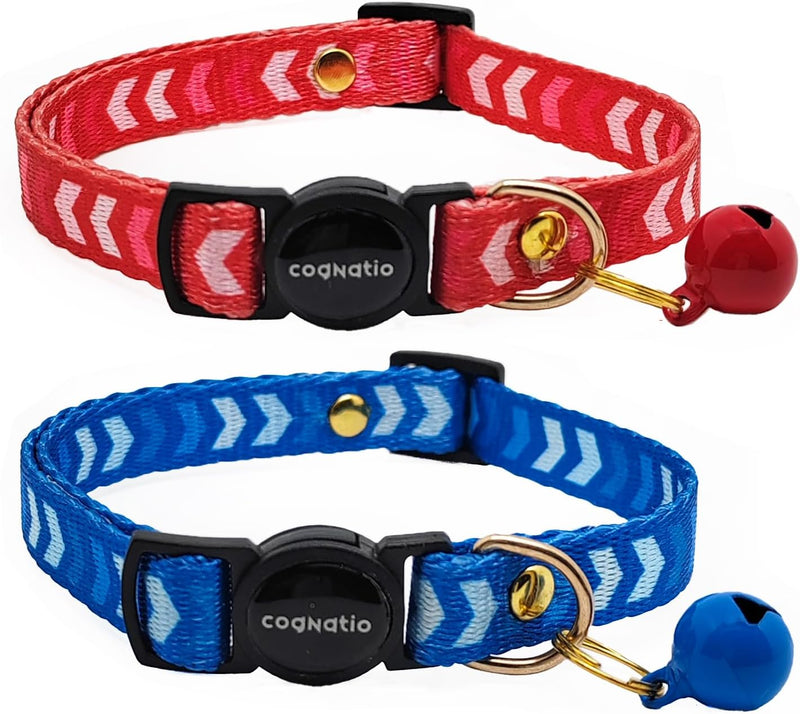 2 Pack Breakaway cat Collars with Bell,Safety Quick Release Pendant Cute Kitten Collar,Adjustable 20-30cm
