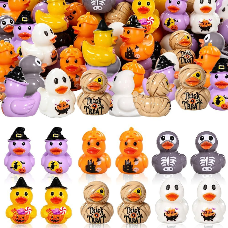 60PCS Halloween Mini Resin Ducks, Miniature Figures Tiny Ducks Micro Landscape Garden Aquarium Dollhouse for Halloween B