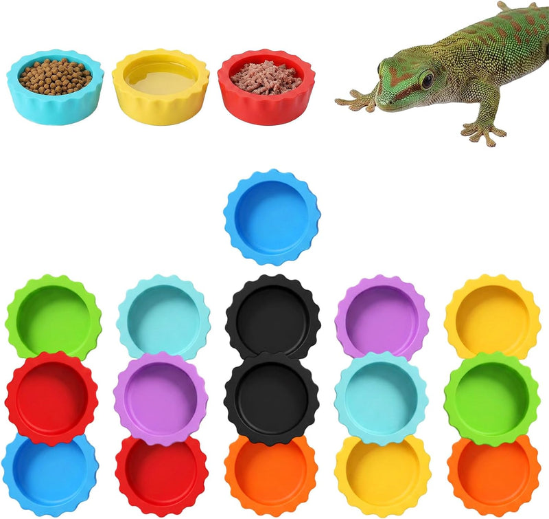 Silicone Gecko Feeding Cups, Reusable Small Reptile Food Dish Gecko Tank Accessories Crested Geckos Food and Water Feedi