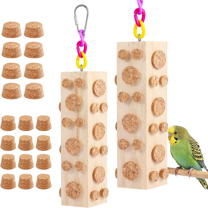 Bird Foraging Toy Parakeet Toys for Budgie, Conure, Cockatiel, Lovebird, and Small to Medium Parrots, 2 Pack Hanging Par
