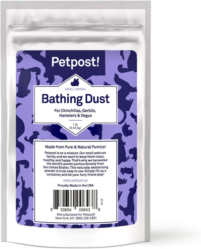 Petpost | Chinchilla Bath Dust for Small Animals - Natural, Pure Cleansing Pumice Sand for Cleaning Degus, Hamsters, & G
