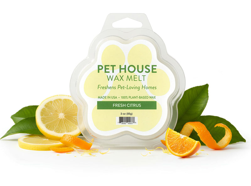 Pet House Wax Melts, Long-Lasting Scented Pet-Friendly Wax Melts, Natural Pet Odor Solution for A Fresh Smelling Home, Fresh Citrus, 3 OZ Each, 2 Pack