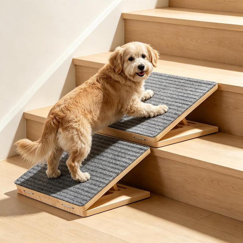 2Pcs Dog Ramp for Stairs, Adjustable Foldable Ramp for Small Dogs
