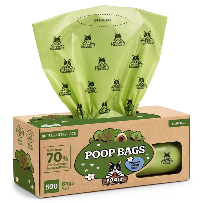 Pogi's Poop Bags – Large, Leak-Proof Dog Waste Bags for Yard or Home Use, Fresh Scent (Single Roll, 500-Count)