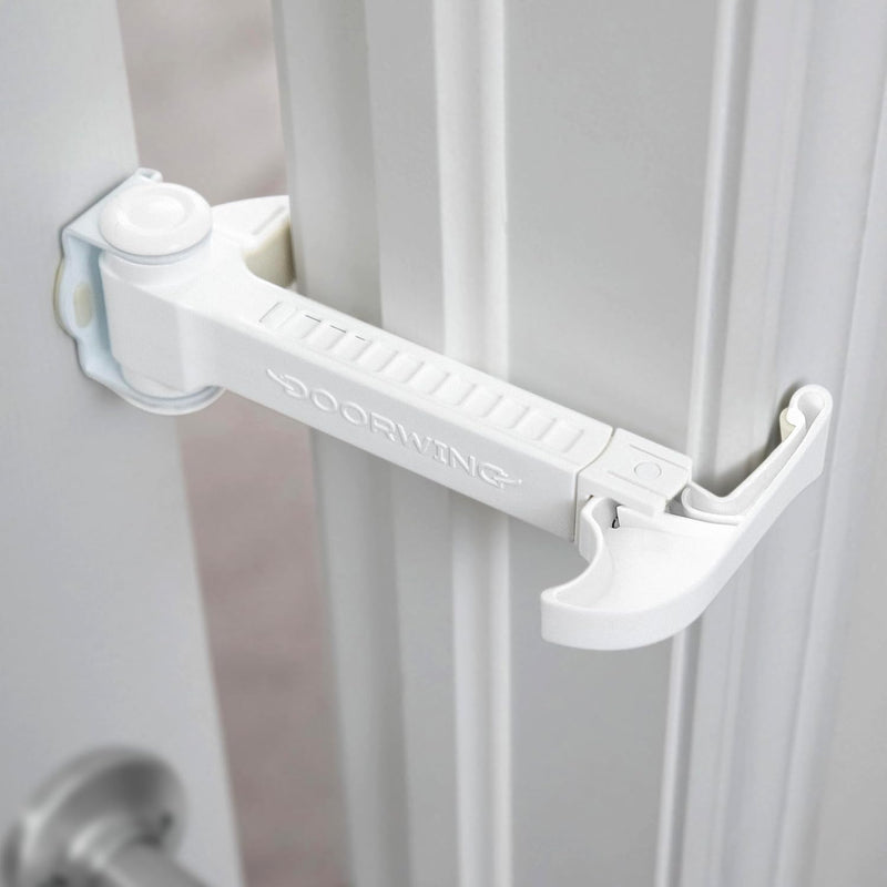 Portable Door Lock for Pets & Childproofing. No Adhesives, No Door Damage. Adjustable Cat Door Latch for Baby Proofing.
