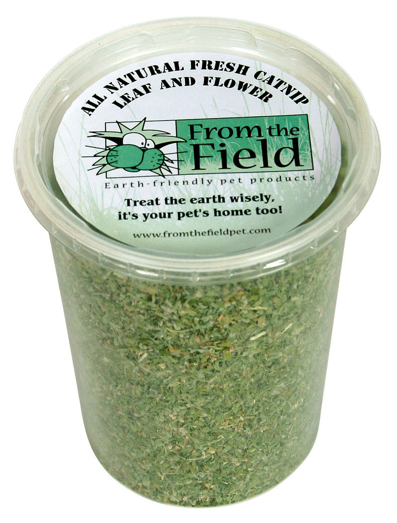 from The Field | Organic Catnip Leaf & Flower Blend for Cats & Kittens | Fresh USA-Grown, Highly Aromatic, Non-Toxic, Eco-Friendly | 3.5 oz Resealable Tub for Long-Lasting Potency & Active Playtime