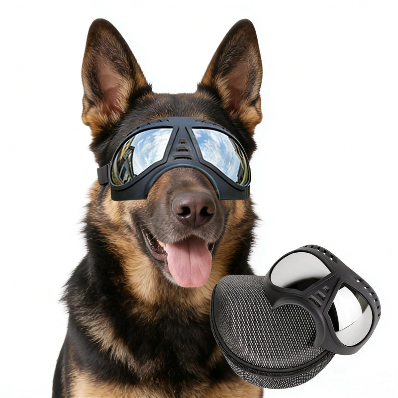 Namsan Dog Goggles for Large Dogs, Wide Snout & Soft Frame, Tactical Driving Sunglasses for Dogs Medium to Large Breed, Anti-UV Dog Eye Protection, Windproof Dustproof, Adjustable, Black