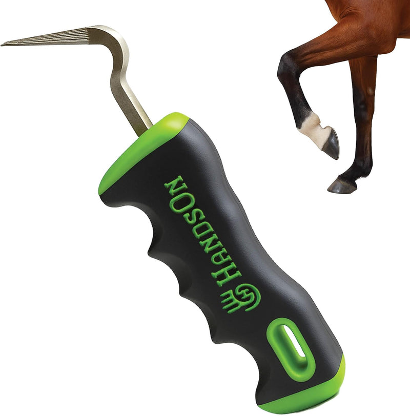 Handson Hoof Pick - Horse Grooming Supplies for Daily Cleaning & Maintenance - Metal Pick w/Hoof Filer for Horses - Ergo