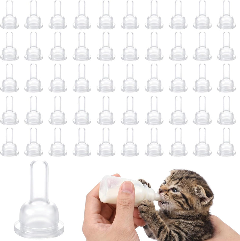 Andibro 50Pack Kitten Nipples for Feeding, Soft Silicone Kitten Pacifier