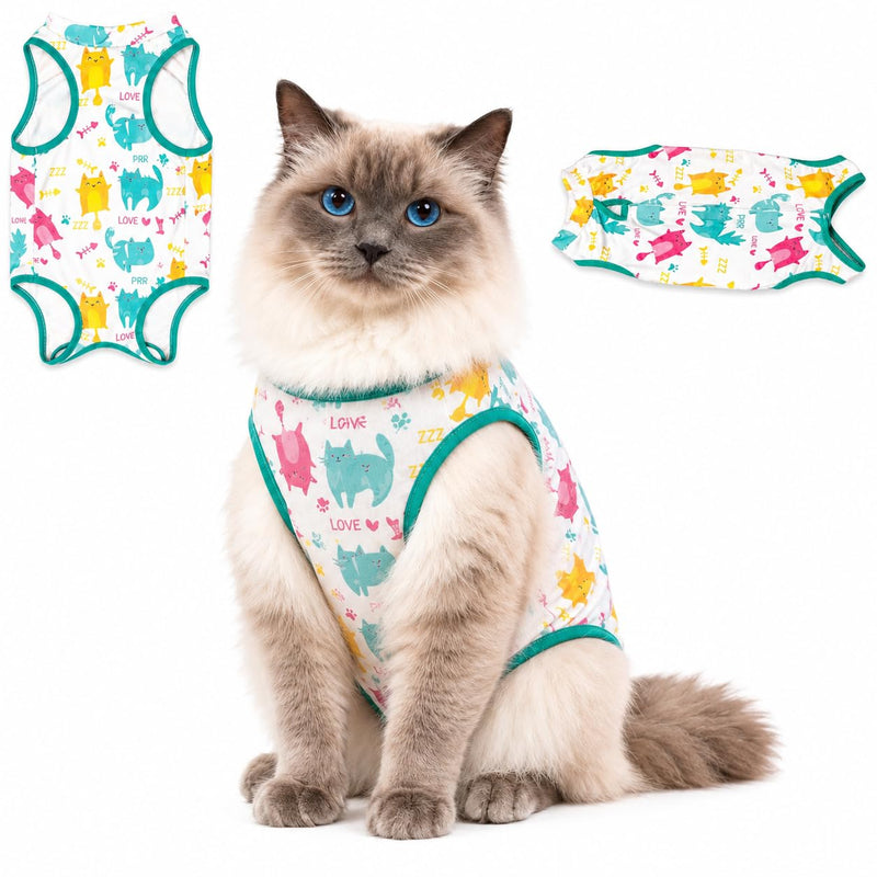 Cat Recovery Suit Surgical Onesie - Post Surgery - Soft Breathable Fabric - No-Cord Design - Protects Wounds and Skin After Spay or Neuter - Male and Female Cats | X-Large