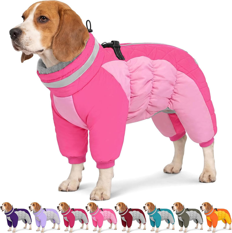 AOFITEE Dog Coats for Medium Dogs Warm Full Body Dog Jacket with Harness, M