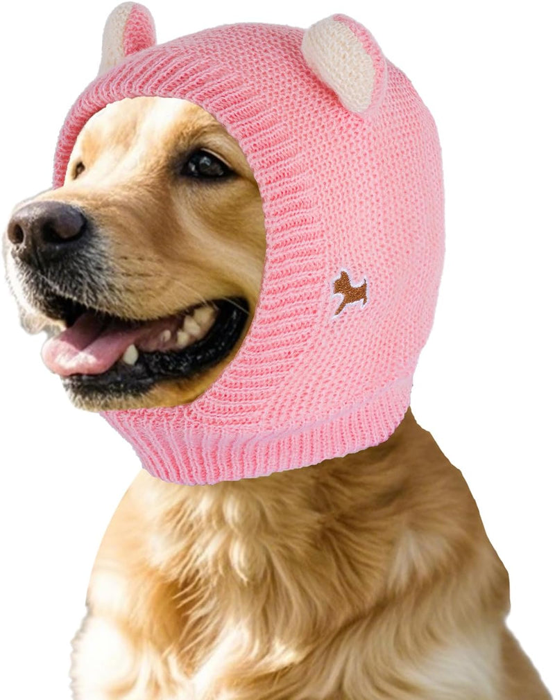 Dog Ear Muffs Noise Protection Knitted Hats Pet Neck Ear Warmer for Winter Knitted Cap for Anxiety Calm Down for Dog Cat