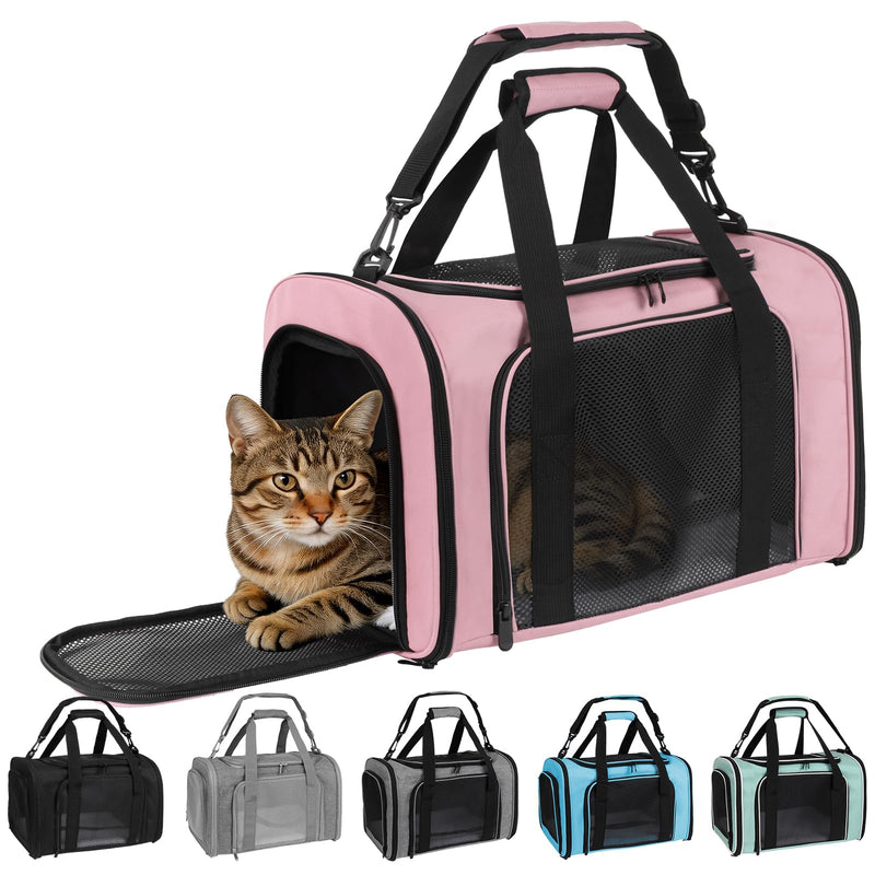 Yipincover Cat Carriers Soft-Sided,Pet Carrier for Small Cats Dogs Puppies up to 1-15 LBS,TSA Airline Approved, (Medium,Pink)