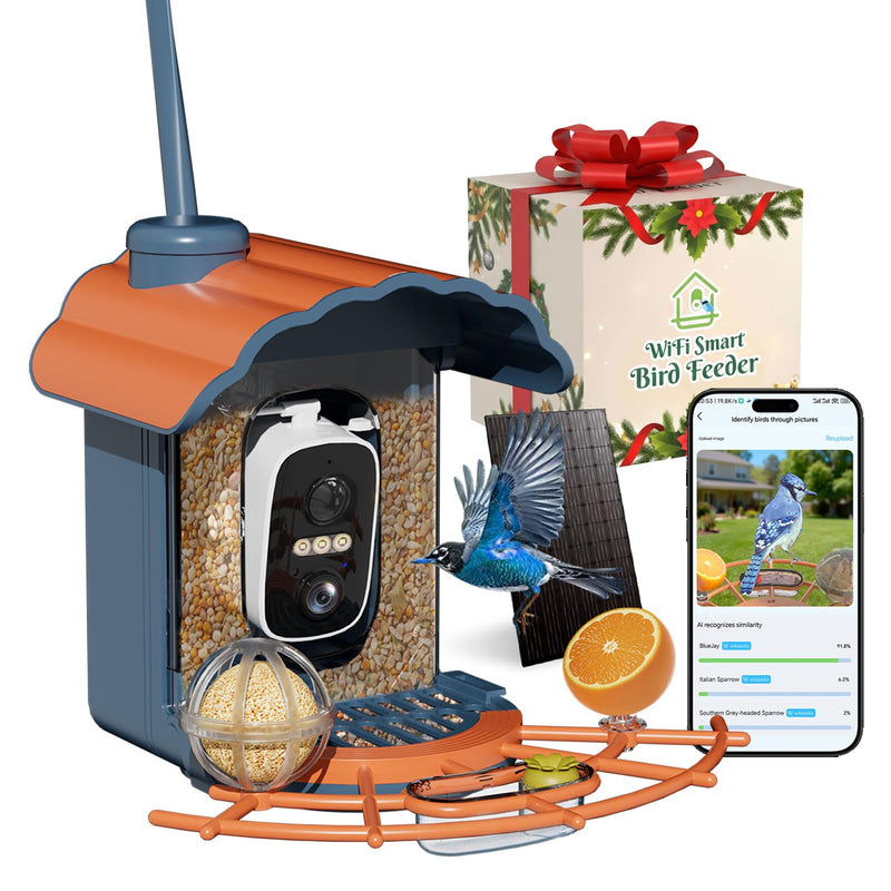 Centvicam Smart Bird Feeder with Camera Solar Powered: 2K HD Video Wireless Outdoor Bird House Camera, AI Bird Species Identification & Arrival Alerts, Ideal Gift for Bird Lovers - Blue