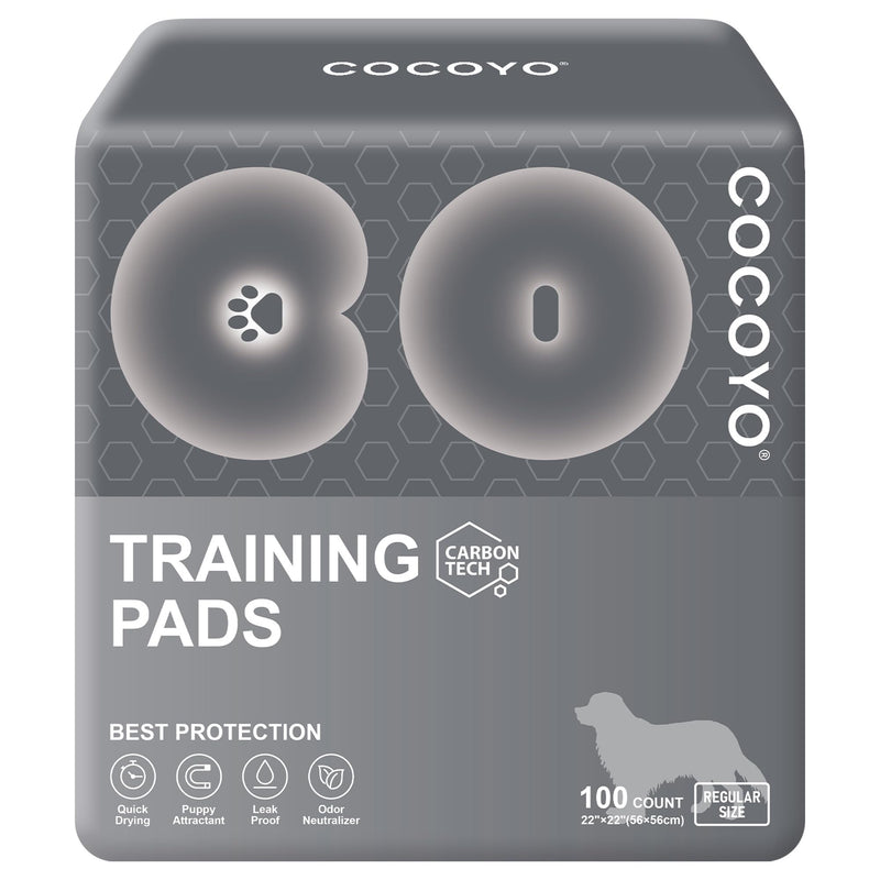 COCOYO Dog Training Pads 丨 Carbon Absorb Eliminating Urine Odor Doggie Training Pads 丨 Premium Charcoal Dog Pee Pads (100 Count, 22x22 inch),Gray