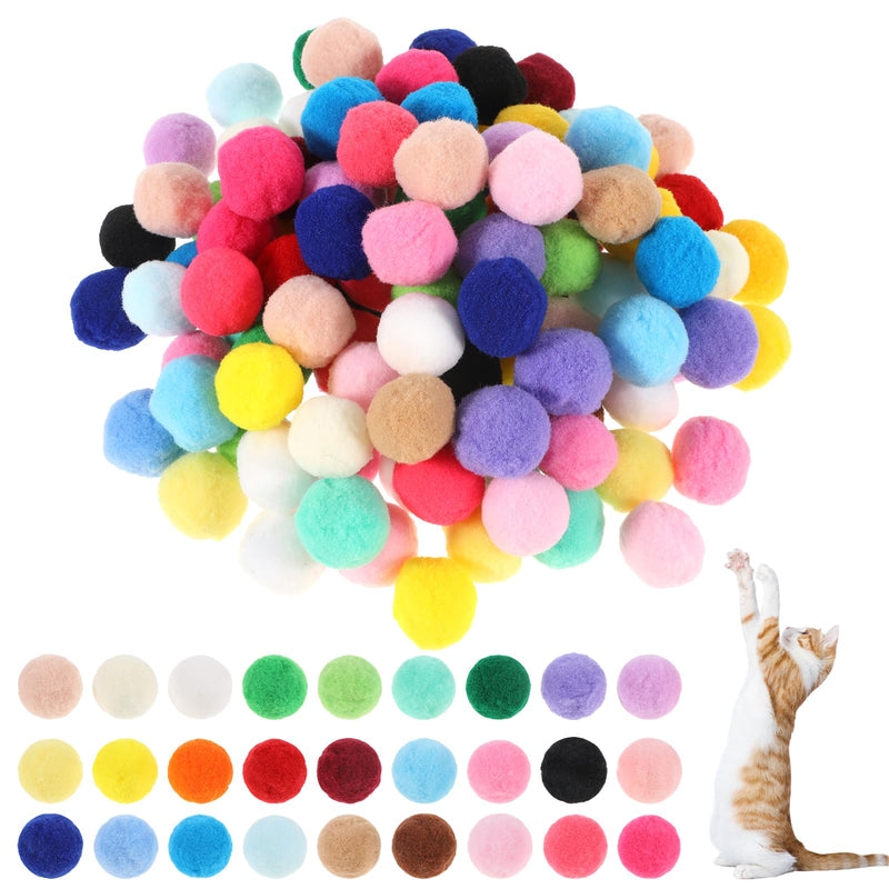Xthrotsenk 100 Pcs Cat Toy Balls 1-inch Colorful Cat Pom Pom Balls Soft Interactive Kitten Ball Cats Exercise Toys Fuzzy Kitten Interactive Playing Quiet Toy for Cats Pet(2.5 cm)