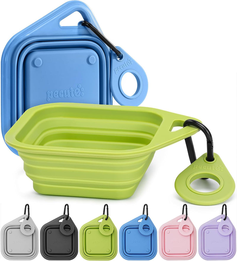 Pecute 2 Pack Collapsible Dog Bowls, Food-Grade Silicone