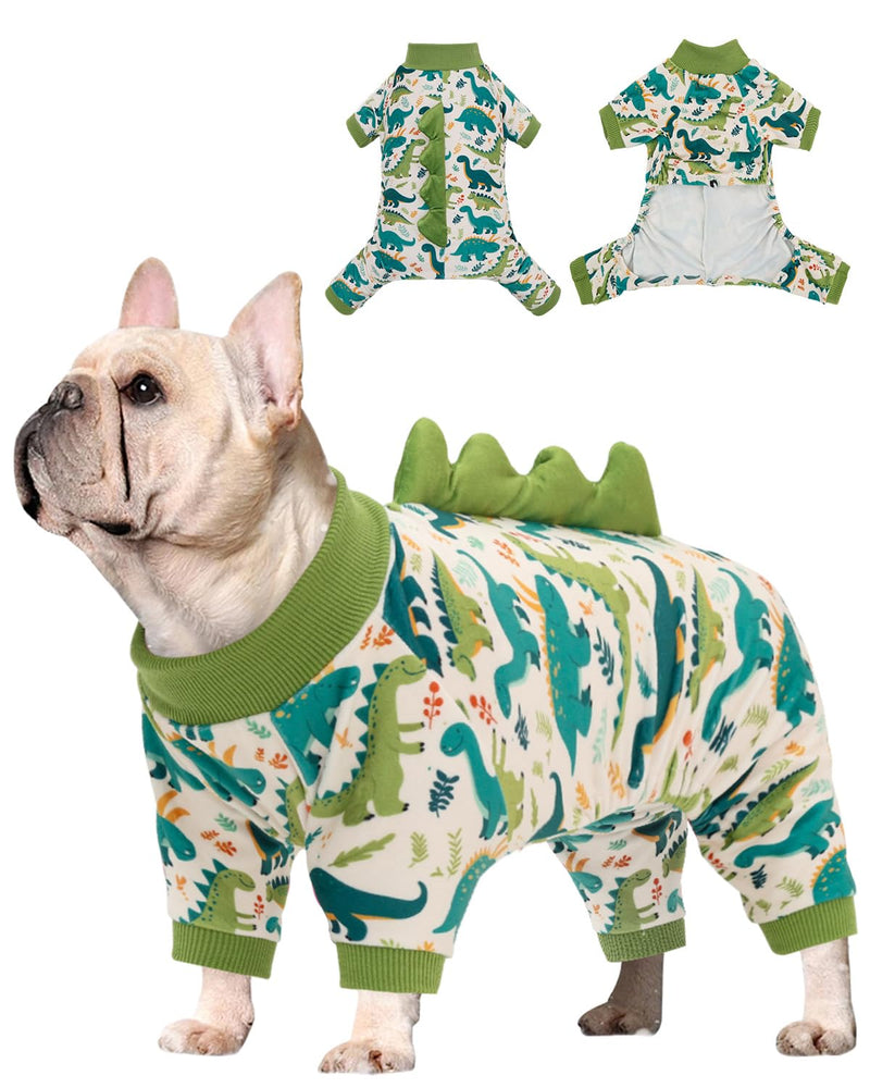 CuteBone Dinosaur Costume Dog Pajamas, Stretchy Spandex Crystal Velvet Sleepwear Coat for Small Dogs, Soft & Warm Pet Outfit Clothes for Cold Weather, Cozy Pullover Design COSP05M