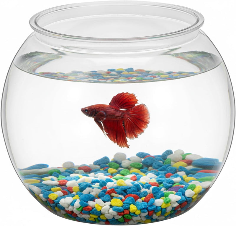 1 Gallon Plastic Fish Bowl, Shatterproof Clear Round Goldfish Betta Tank, Small Bubble Bowl Vase for Centerpiece, Candy