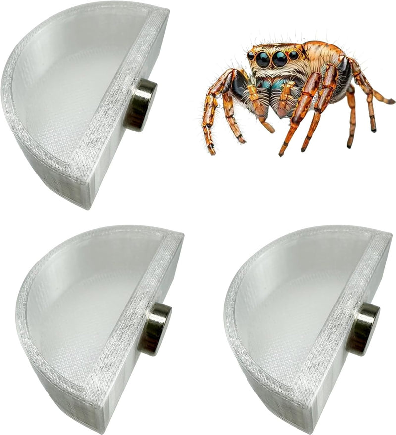 3 PCS Jumping Spider Feeding Dish, Tiny Food Dishes Water Dish for Jumping Spider, Tarantula and Other Small Pets, Half