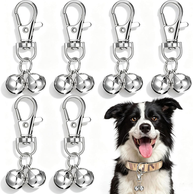 Grevosea 2 Pcs Mini Dog Collar Bells, Silver Cat Bell Pet Pendant Charm