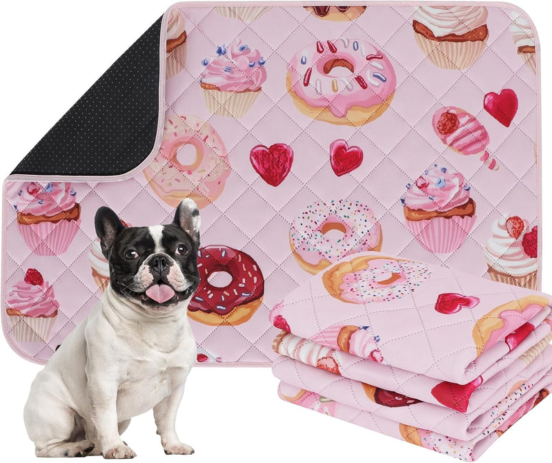 IEUUMLER Washable Pee Pads for Dogs, 2 Pack Cake Pattern Reusable Waterproof Puppy Potty Pads, Non-Slip Absorbent Pet Tr