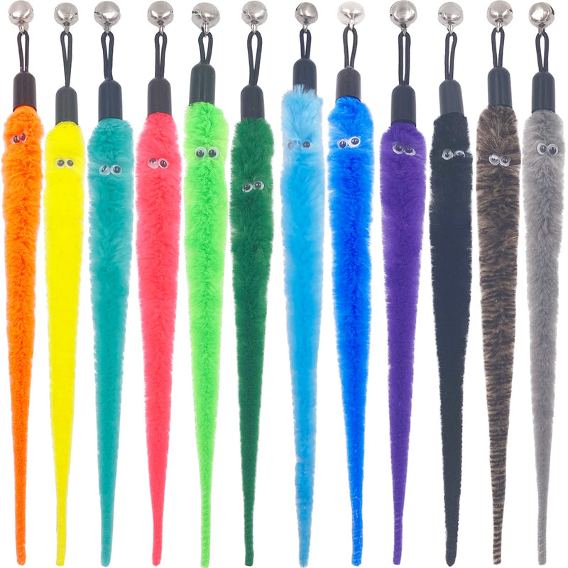 TIENAILING Cat Toy Worm Refills, 12 Pieces Interactive Cat Wand Attachments Worms Toy for Indoor Cats