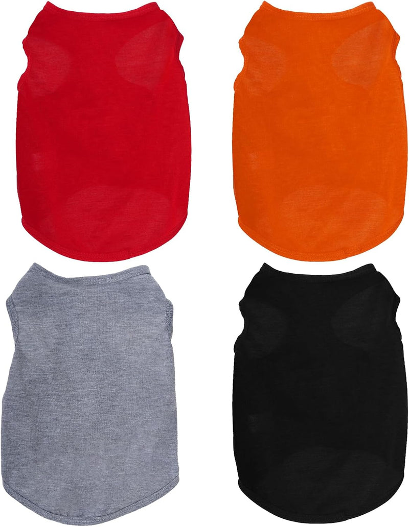 4 Pcs Cat Shirts Solid Color Dog Clothes Summer Sleeveless Pet T Shirts for Small Pet Dogs Cat