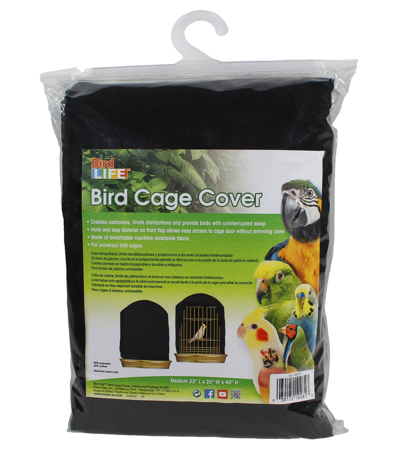 Penn-Plax Bird-Life Universal Fit Birdcage Cover – Machine Washable & Breathable Fabric – Black Color – Large Size