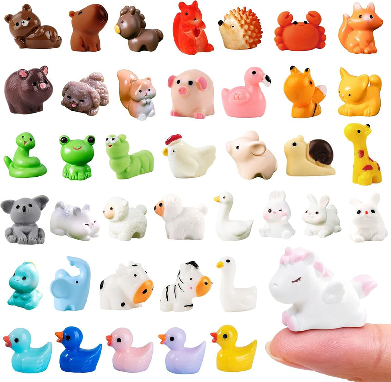 Zerobe Mini Resin Animals: 40 Styles Tiny Collectible Figurine Bulk Pack