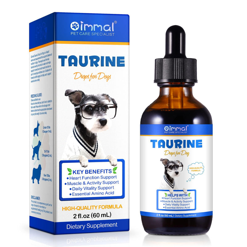 Taurine for Dogs, Taurine Liquid Supplement for Dogs, Daily Amino Acid Support for Heart Health, Vision & Immune Support, 2 FL OZ
