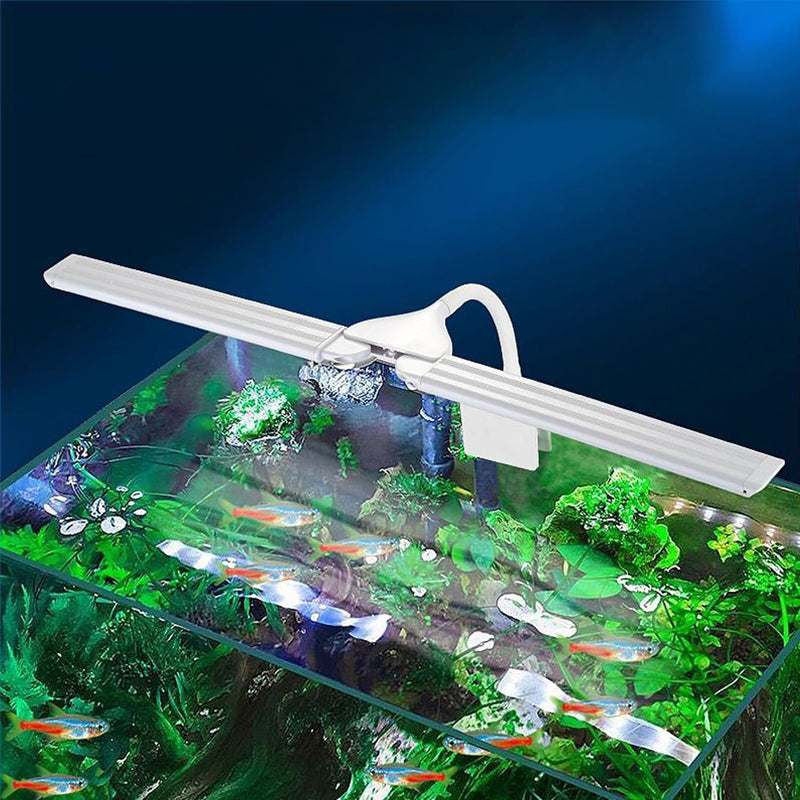 LED Aquarium Light Full Spectrum Clip Fish Tank Light Plants Light Double Swing Arm Light 4W Suitable for 2-10 Gal Fish