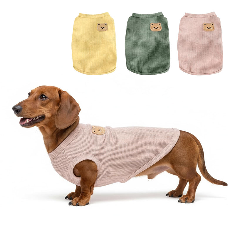 3 Pack Shirts for Cat, Small & Medium Dog Clothes, Waffle-Knit Puppy Shirts, Lightweight, Breathable, Stretchy Pet Clothes, Sleeveless Tee Shirt Gift for Cats & Dogs (3 PCS, Large)