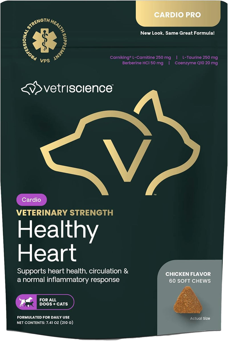 VetriScience Veterinary Strength Healthy Heart Chews, Chicken, 60 Count